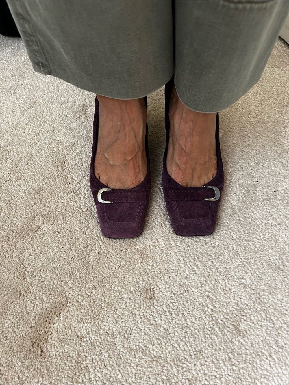 Via Spiga Suede Plum Purple square-toe pump